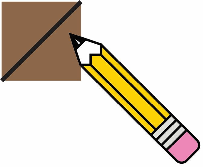 graphic depicting a pencil marking a fabric piece diagonally